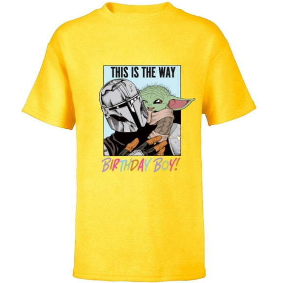 Star Wars Grogu The Mandalorian This is the Way Birthday Boy - Short Sleeve T-Shirt for Kids - Customized-Yellow
