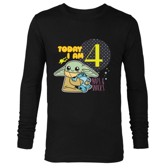 Star Wars Grogu Today I Am 4 Birthday - Long Sleeve T-Shirt for Men - Customized-Black