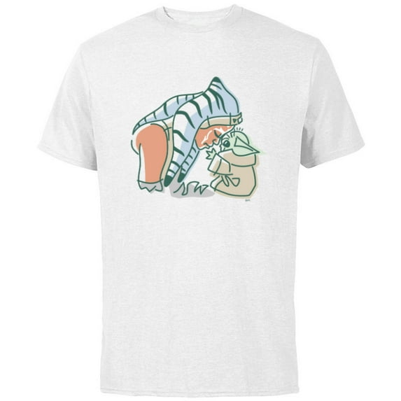 Star Wars Grogu and Ahsoka Tano Force Connection - Short Sleeve Cotton T-Shirt for Adults - Customized-White