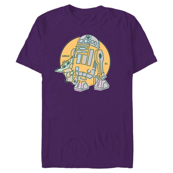 Star Wars Grogu and R2-D2 New Best Friends - Short Sleeve Blended T-Shirt for Adults - Customized-Purple