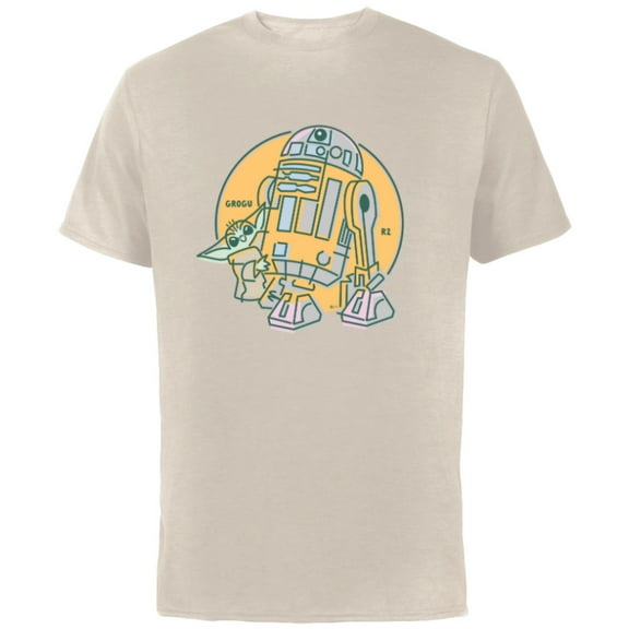 Star Wars Grogu and R2-D2 New Best Friends - Short Sleeve Cotton T-Shirt for Adults - Customized-Natural