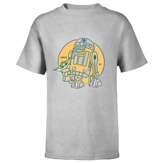 Star Wars Grogu and R2-D2 New Best Friends - Short Sleeve T-Shirt for Kids - Customized-Athletic Heather