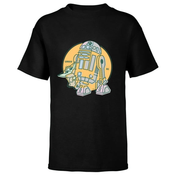 Star Wars Grogu and R2-D2 New Best Friends - Short Sleeve T-Shirt for Kids - Customized-Black