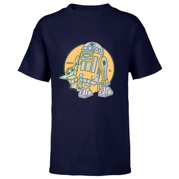 Star Wars Grogu and R2-D2 New Best Friends - Short Sleeve T-Shirt for Kids - Customized-Navy