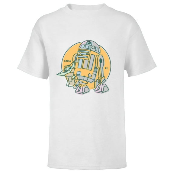 Star Wars Grogu and R2-D2 New Best Friends - Short Sleeve T-Shirt for Kids - Customized-White
