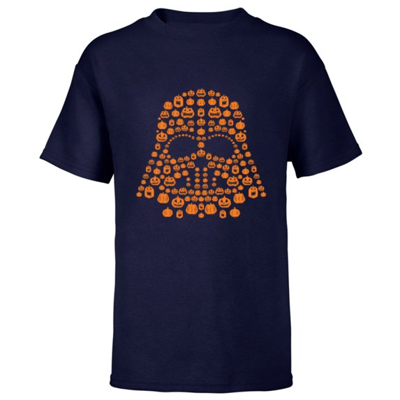 Star Wars Halloween Darth Vader Jack-o’-Lantern Pumpkins - Short Sleeve T-Shirt for Kids - Customized-Navy