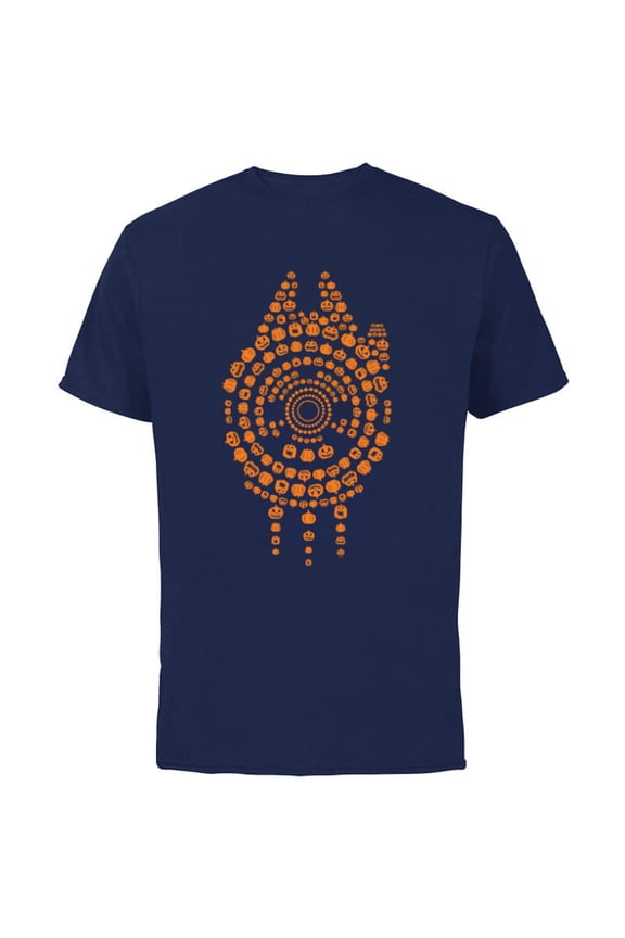 Halloween Millennium Falcon Pumpkins - Short Sleeve Cotton T-Shirt for Adults - Customized-Navy