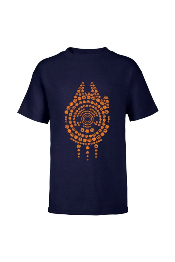Halloween Millennium Falcon Pumpkins - Short Sleeve T-Shirt for Kids - Customized-Navy