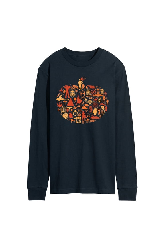 - Halloween Pumpkin Silhouette - Men's Long Sleeve Graphic T-Shirt