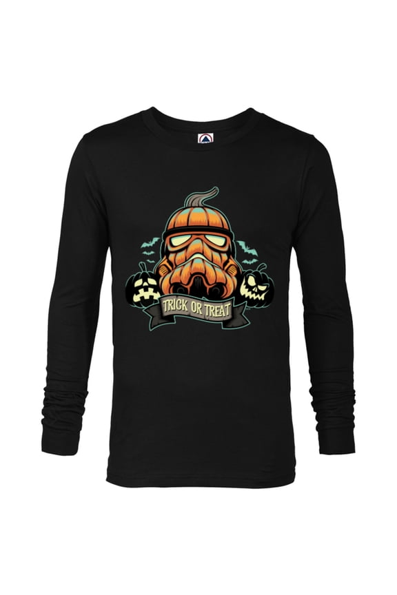 Halloween Stormtrooper Jack-o’-Lantern Pumpkin - Long Sleeve T-Shirt for Men - Customized-Black