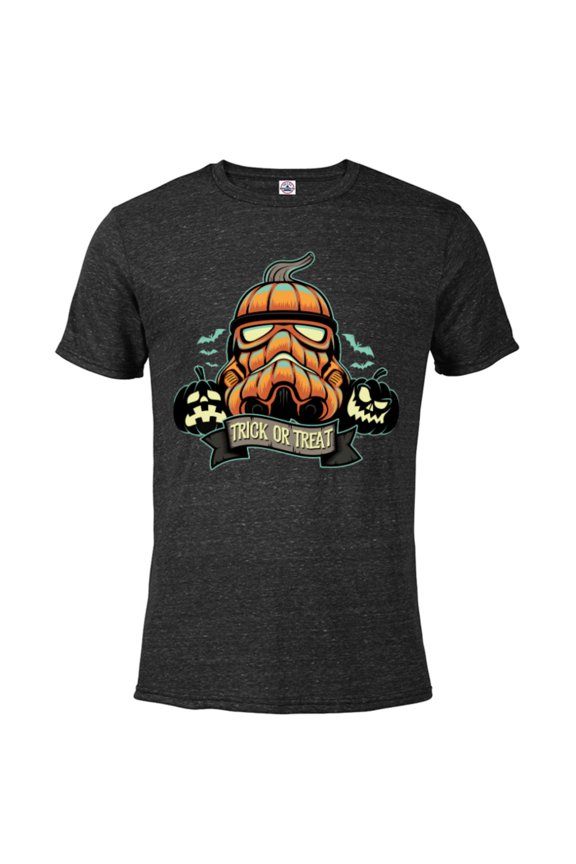 Halloween Stormtrooper Jack-o’-Lantern Pumpkin - Short Sleeve Blended T-Shirt for Adults - Customized-Black Snow Heather