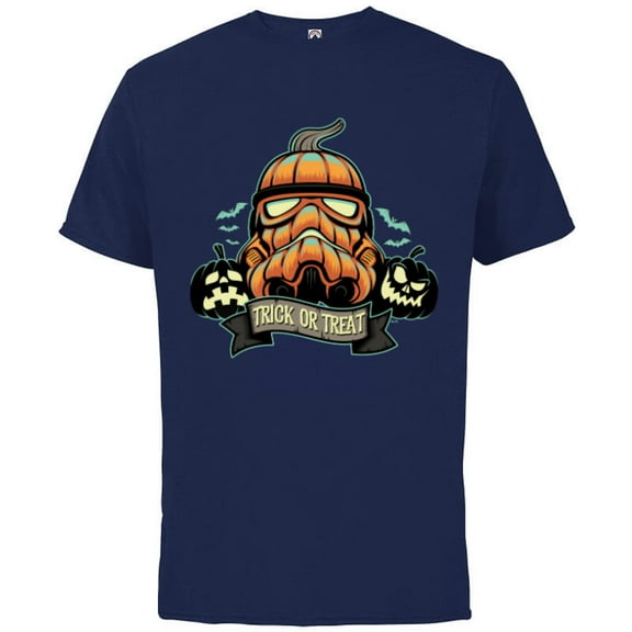 Star Wars Halloween Stormtrooper Jack-o’-Lantern Pumpkin - Short Sleeve Cotton T-Shirt for Adults - Customized-Athletic Navy