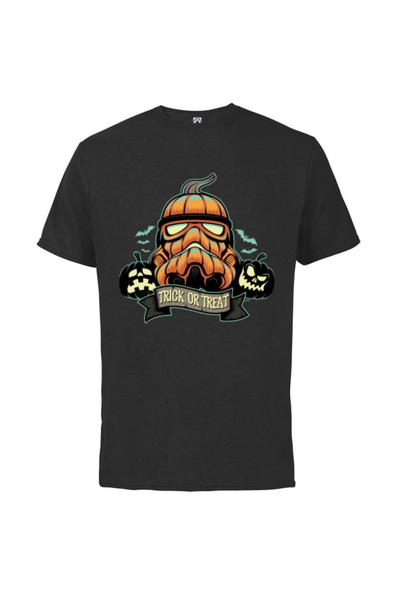 Halloween Stormtrooper Jack-o’-Lantern Pumpkin - Short Sleeve Cotton T-Shirt for Adults - Customized-Black