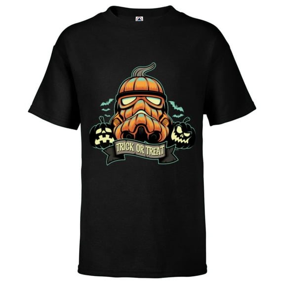 Star Wars Halloween Stormtrooper Jack-o’-Lantern Pumpkin - Short Sleeve T-Shirt for Kids - Customized-Black