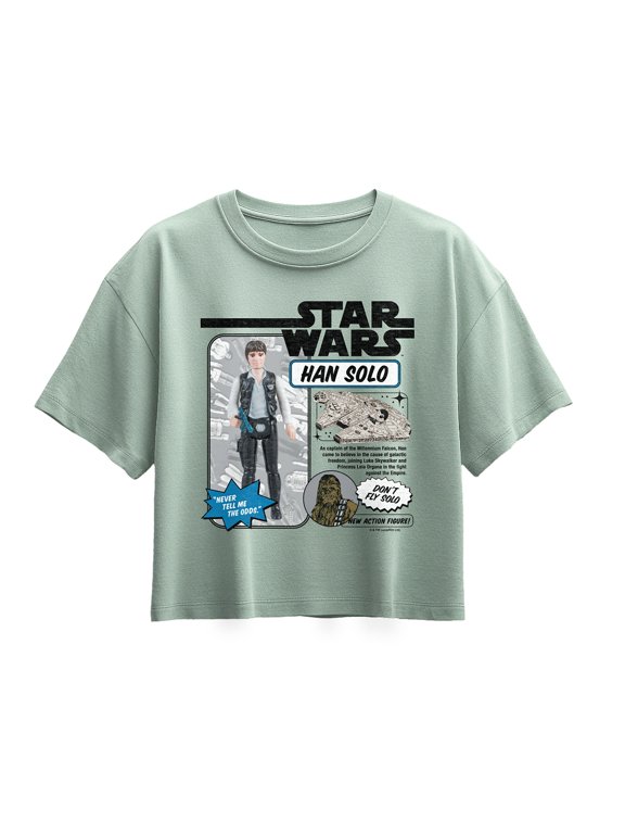- Han Solo Action Figure Girls' Short Sleeve Boxy Graphic T-Shirt