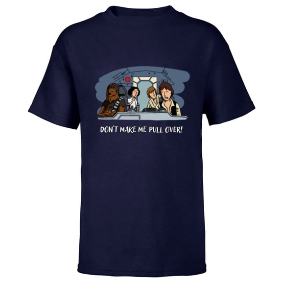 Star Wars Han Solo Falcon “Don’t Make Me Pull Over” Funny - Short Sleeve T-Shirt for Kids - Customized-Navy