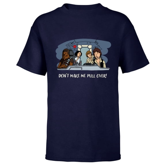 Star Wars Han Solo Falcon “Don’t Make Me Pull Over” Funny - Short Sleeve T-Shirt for Kids - Customized-Navy