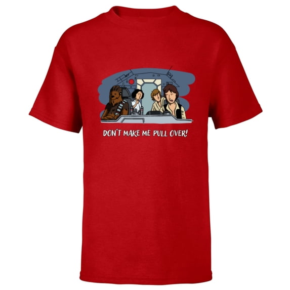 Star Wars Han Solo Falcon “Don’t Make Me Pull Over” Funny - Short Sleeve T-Shirt for Kids - Customized-Red