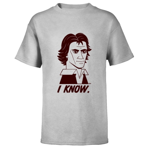 Star Wars Han Solo I Know Illustrated - Short Sleeve T-Shirt for Kids - Customized-Athletic Heather