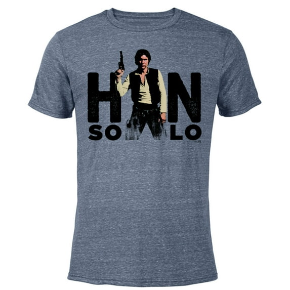 Star Wars Han Solo Letter Replacement Blaster - Short Sleeve Blended T-Shirt for Adults – Customized-Navy Heather