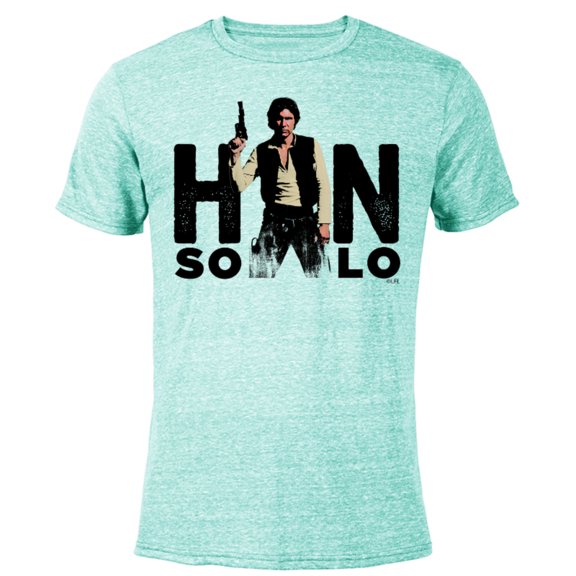 Star Wars Han Solo Letter Replacement Blaster - Short Sleeve Blended T-Shirt for Adults – Customized-Ocean Blue