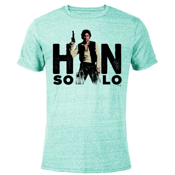 Star Wars Han Solo Letter Replacement Blaster - Short Sleeve Blended T-Shirt for Adults – Customized-Ocean Blue