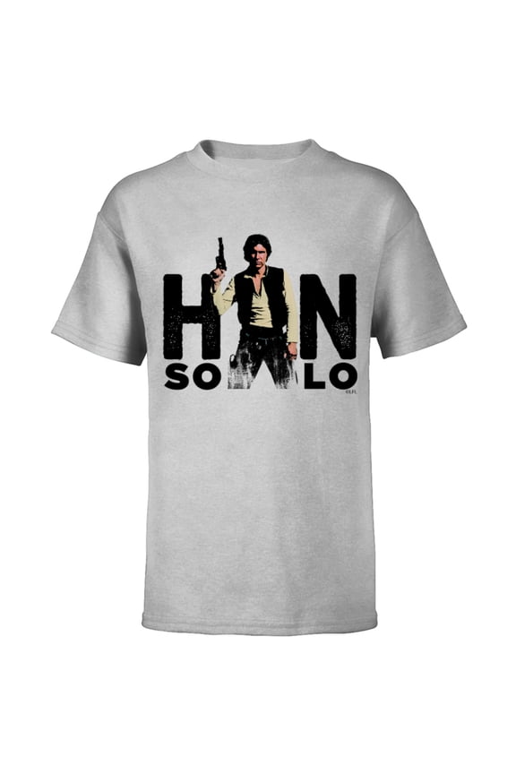 Han Solo Letter Replacement Blaster - Short Sleeve T-Shirt for Kids – Customized-Athletic Heather