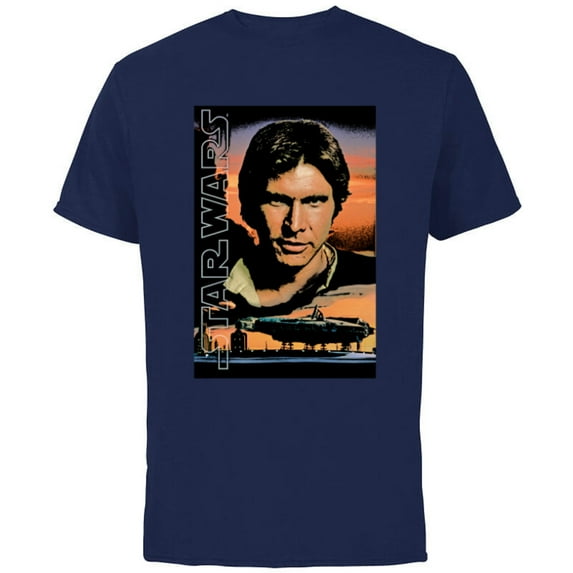 Star Wars Han Solo Millennium Falcon Poster - Short Sleeve Cotton T-Shirt for Adults - Customized-Navy