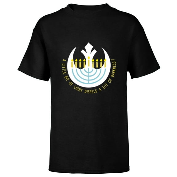 Star Wars Hanukkah Menorah Rebel Alliance A Little Light - Short Sleeve T-Shirt for Kids - Customized-Black