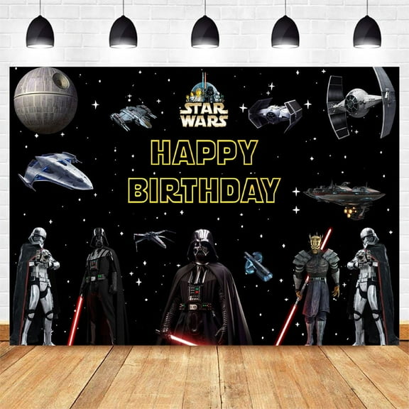 Happy Birthday Star Anime Cartoon Wars Theme Backdrops Banner Birthday Party Decor Supplies,5.9x3.6ft