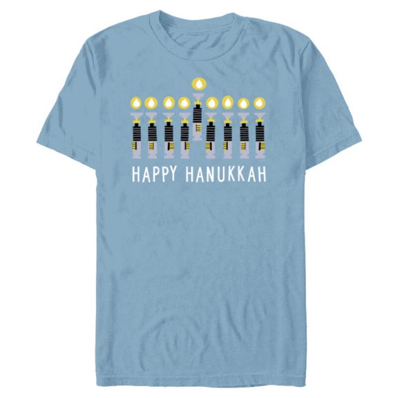 Star Wars Happy Hanukkah Luke Skywalker Lightsaber Menorah - Short Sleeve Blended T-Shirt for Adults - Customized-Ocean Blue