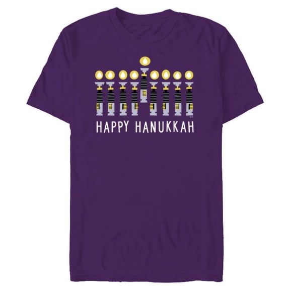 Star Wars Happy Hanukkah Luke Skywalker Lightsaber Menorah - Short Sleeve Blended T-Shirt for Adults - Customized-Purple