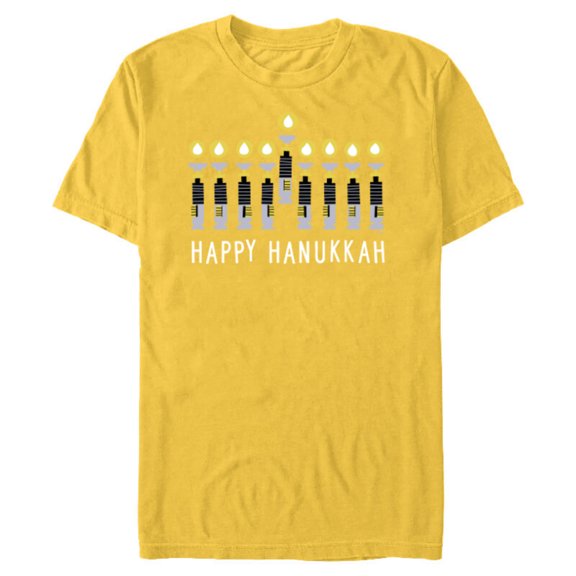 Star Wars Happy Hanukkah Luke Skywalker Lightsaber Menorah - Short Sleeve Blended T-Shirt for Adults - Customized-Yellow