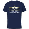 thumbnail image 1 of Star Wars Happy Hanukkah Luke Skywalker Lightsaber Menorah - Short Sleeve Cotton T-Shirt for Adults - Customized-Navy, 1 of 5
