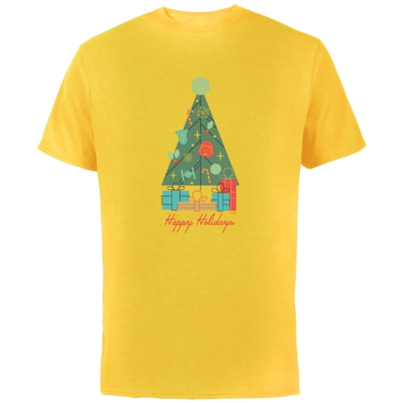 Star Wars Happy Holidays Ornaments - Short Sleeve Cotton T-Shirt for Adults - Customized-Yellow