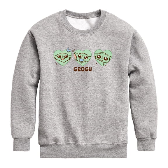 Star Wars - Heart Grogu - Youth Boys Crew Fleece Sweatshirt
