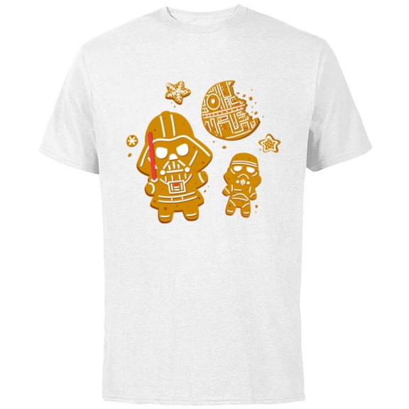 Star Wars Holiday Christmas Darth Vader Gingerbread Cookie - Short Sleeve Cotton T-Shirt for Adults - Customized-White