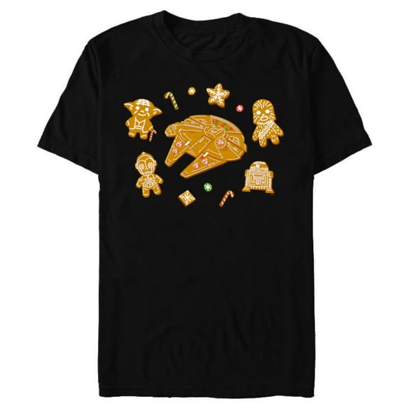 Star Wars Holiday Christmas Gingerbread Cookie Heroes - Short Sleeve Blended T-Shirt for Adults - Customized-Black