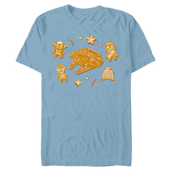 Star Wars Holiday Christmas Gingerbread Cookie Heroes - Short Sleeve Blended T-Shirt for Adults - Customized-Ocean Blue