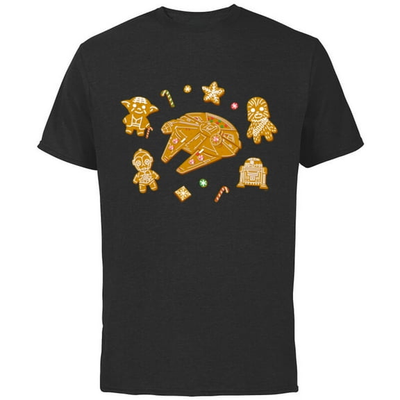 Star Wars Holiday Christmas Gingerbread Cookie Heroes - Short Sleeve Cotton T-Shirt for Adults - Customized-Black