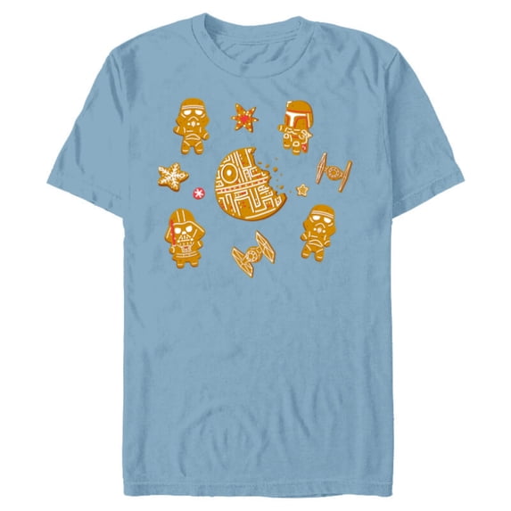 Star Wars Holiday Christmas Gingerbread Cookie Villains - Short Sleeve Blended T-Shirt for Adults - Customized-Ocean Blue