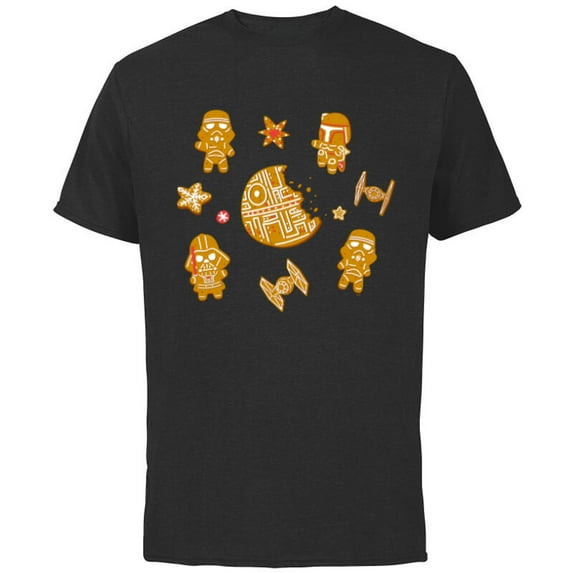 Star Wars Holiday Christmas Gingerbread Cookie Villains - Short Sleeve Cotton T-Shirt for Adults - Customized-Black