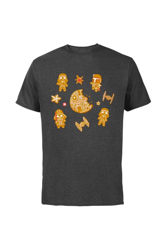 Holiday Christmas Gingerbread Cookie Villains - Short Sleeve Cotton T-Shirt for Adults - Customized-Charcoal