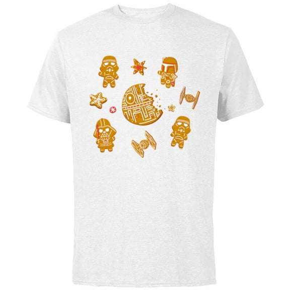 Star Wars Holiday Christmas Gingerbread Cookie Villains - Short Sleeve Cotton T-Shirt for Adults - Customized-White