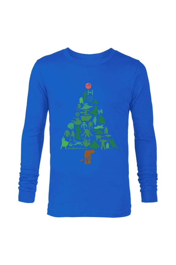 Holiday Christmas Tree - Long Sleeve T-Shirt for Men -Customized-Royal