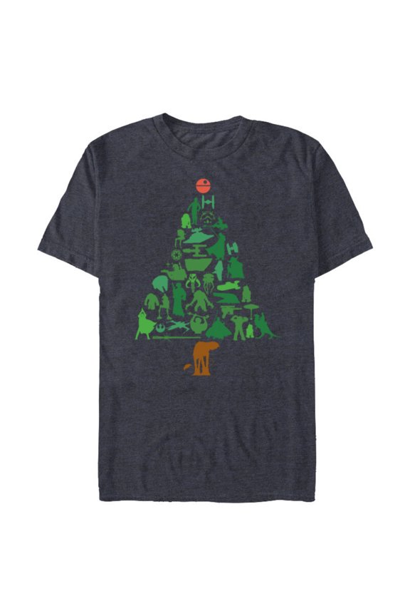 Holiday Christmas Tree - Short Sleeve Blended T-Shirt for Adults -Customized-Navy Heather