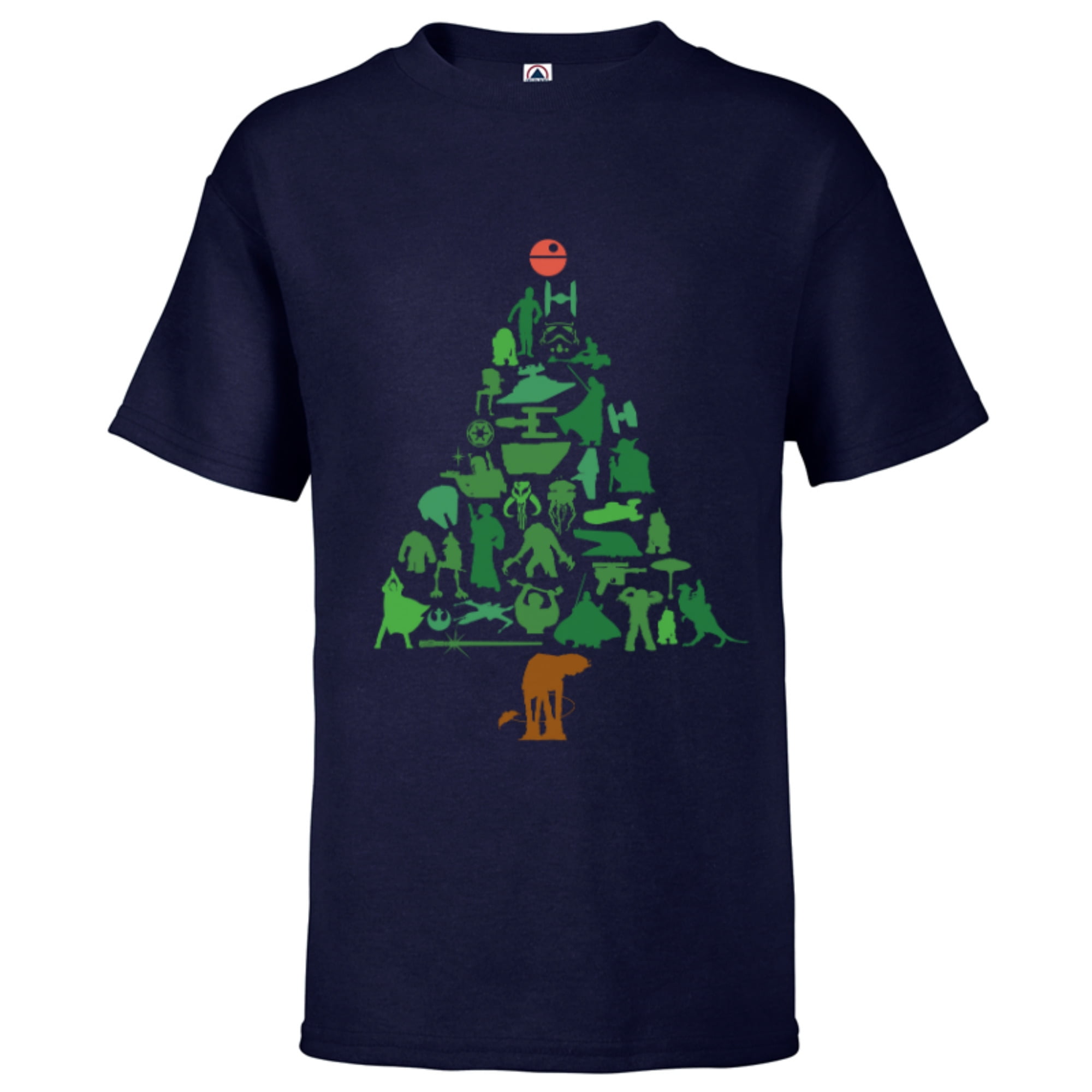 -Customized-Black Tree for - T-Shirt Kids Christmas Holiday Star Short Wars Sleeve