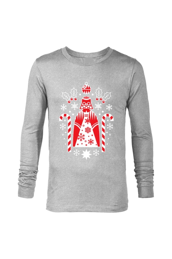 Holiday Darth Vader Christmas Sweater Pattern - Long Sleeve T-Shirt for Men - Customized-Athletic Heather