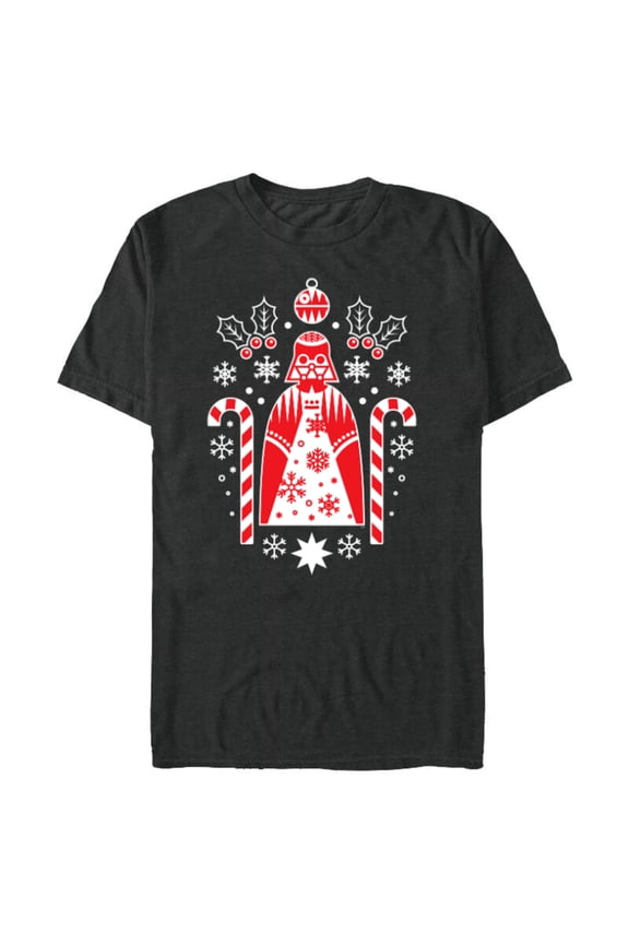 Holiday Darth Vader Christmas Sweater Pattern - Short Sleeve Blended T-Shirt for Adults - Customized-Dark Heather