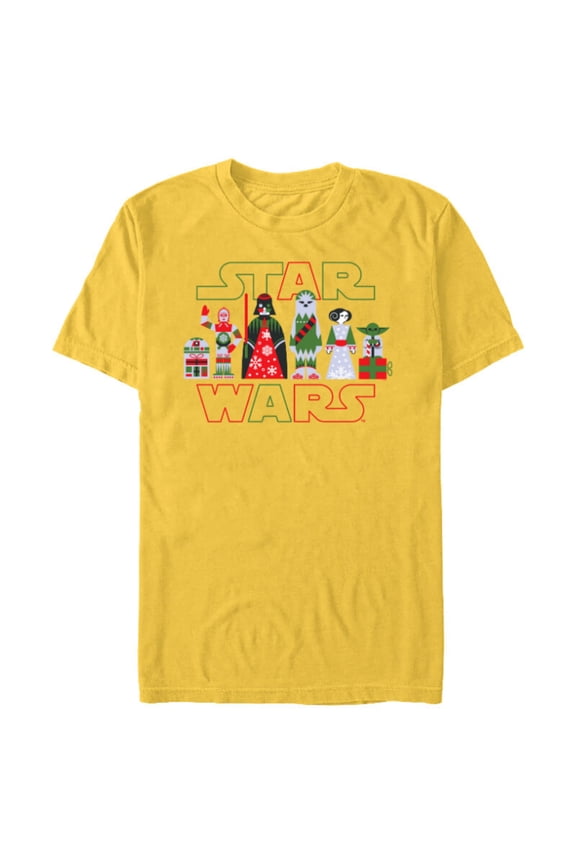 Holiday Galactically Festive Christmas Logo - Short Sleeve Blended T-Shirt for Adults - Customized-Yellow